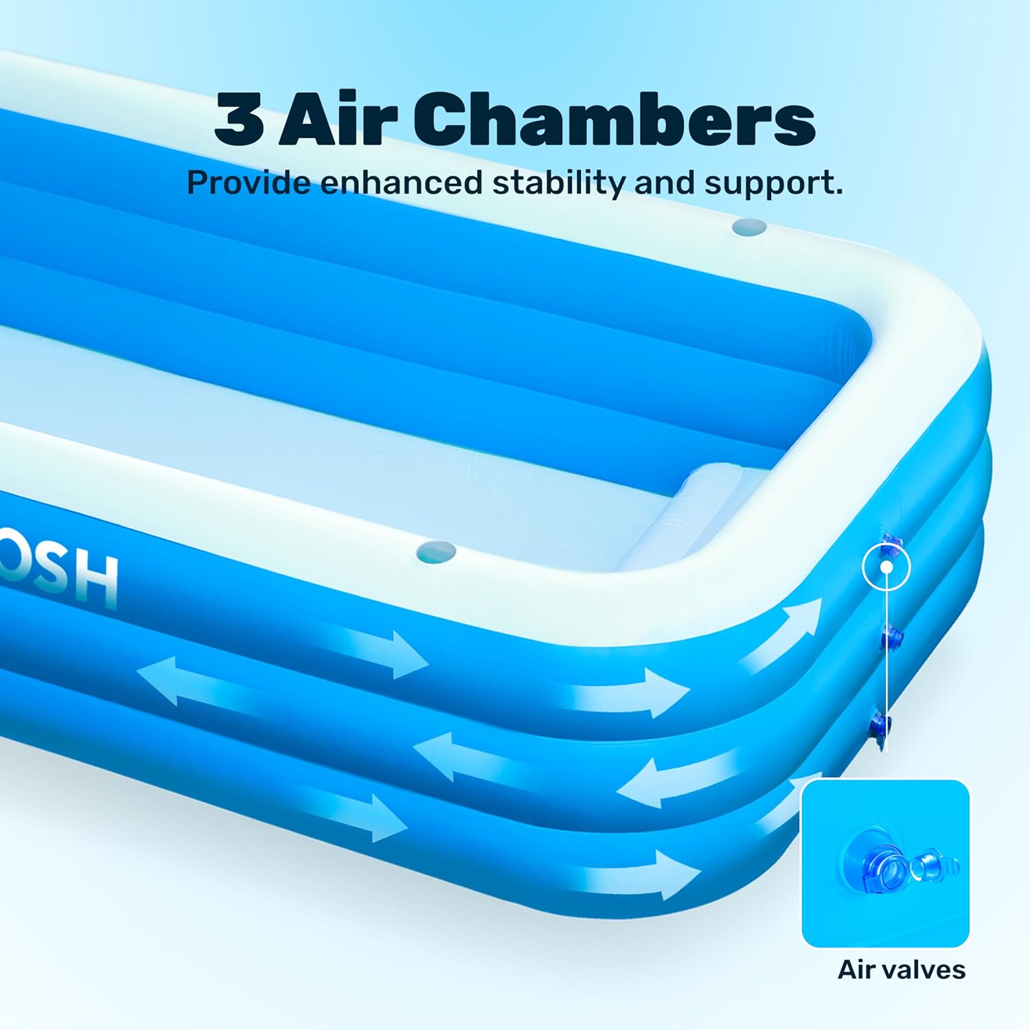Sloosh - piscine gonflable familiale - 304,8x182,8x55,8 cm - sièges intégrés, épaisse et durable