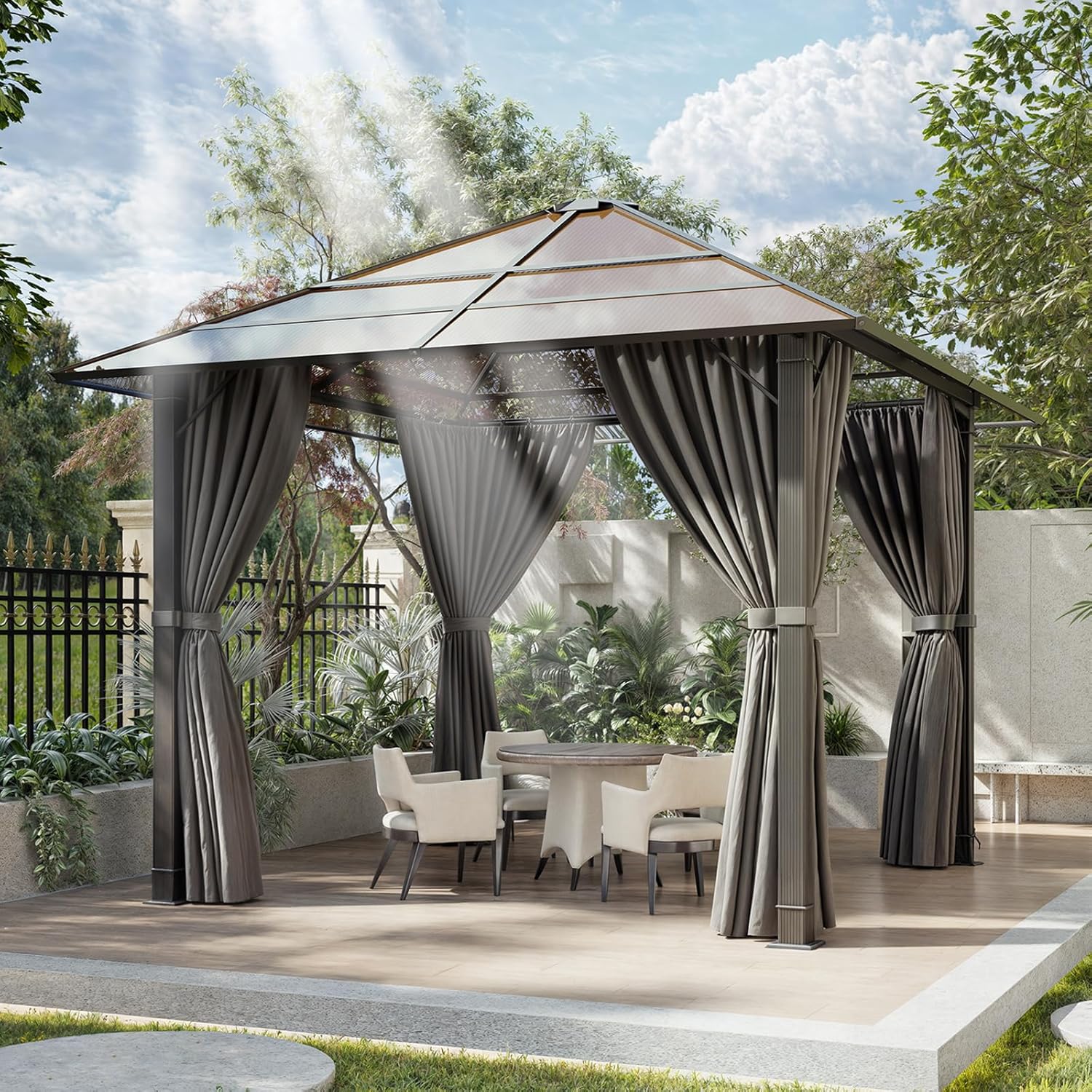 Devoko - Tonnelle Hardtop Aluminium 3x3m, étanche UV, gris
