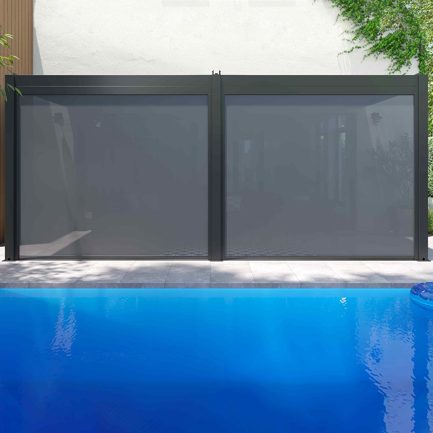 Oviala - Pergola bioclimatique autoportée - 3x6m - 4 stores gris