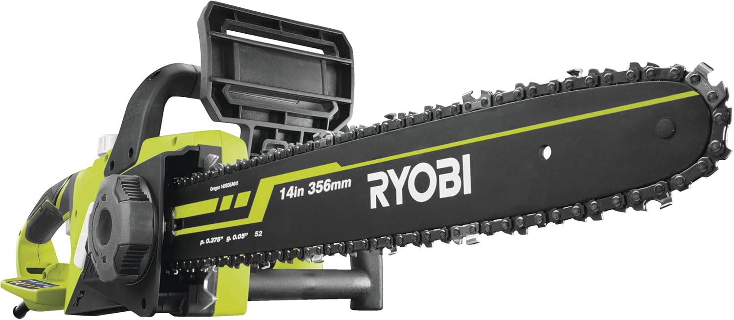 RYOBI - Tronçonneuse Électrique 1900W 35 cm - Utilisations Élagage, Bois de Chauffage, Domestique et Occasionnelle - Livrée avec 1 Protège-Guide & 1 Chaîne 35 cm 52 Maillons - RCS1935B