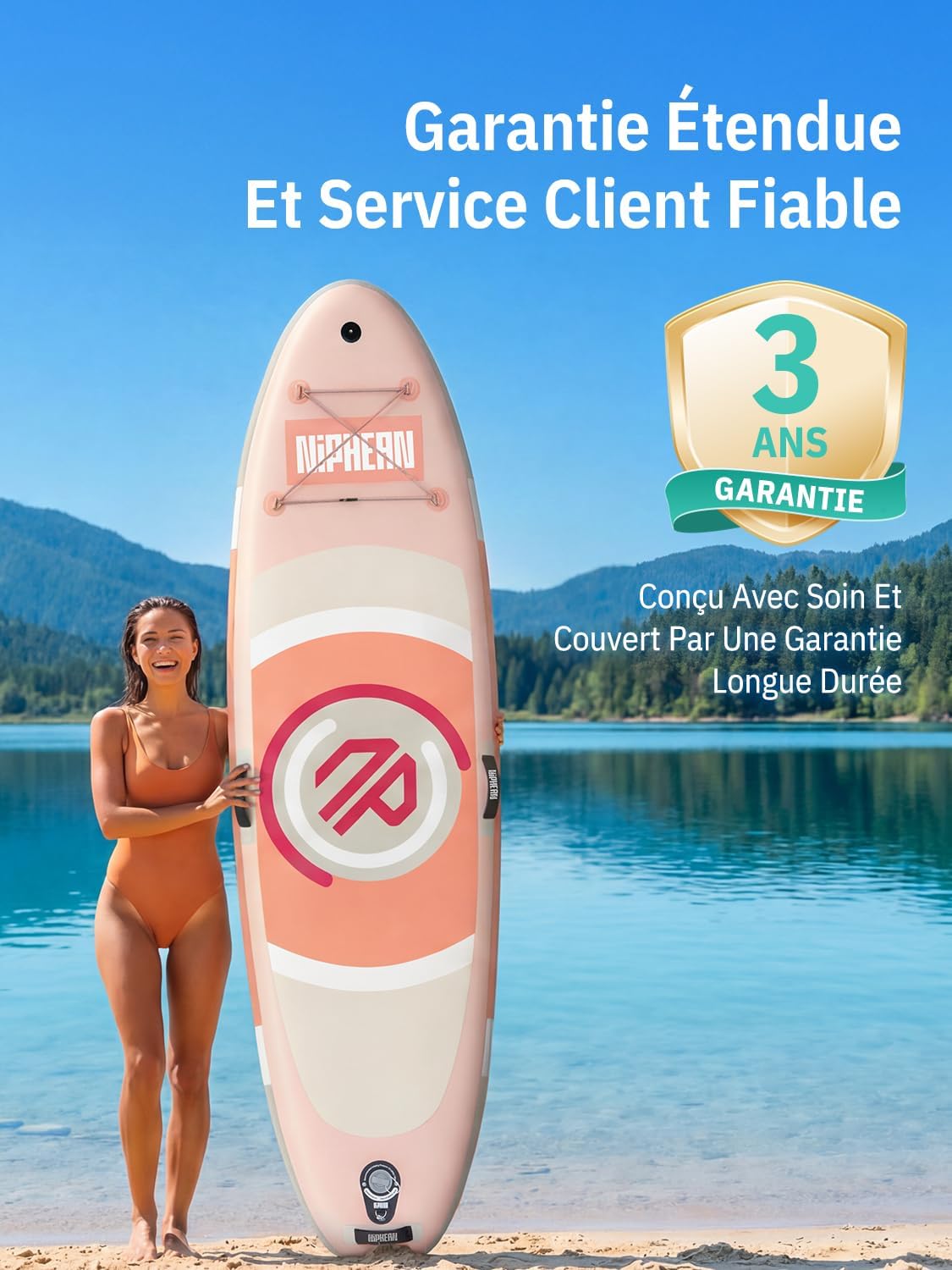 Niphean - Paddle Gonflable Adulte avec siège - Ultraléger  - Aileron StabilTrac, paddle yoga antidérapant, animaux