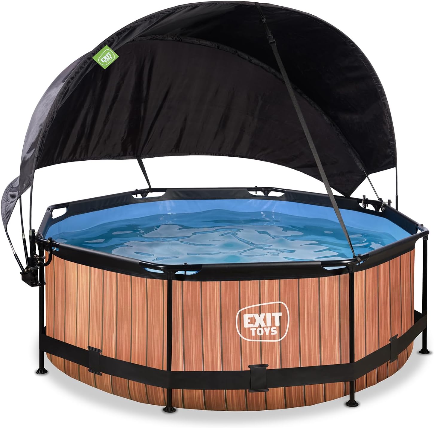 EXIT TOYS Piscine Lime avec Voile d'Ombrage - ø244x76cm - Piscine Hors Sol Ronde avec Pompe Filtrante à Cartouche - Protection Optimale Contre Les Rayons UV - Entrée Basse - Design Unique - Vert