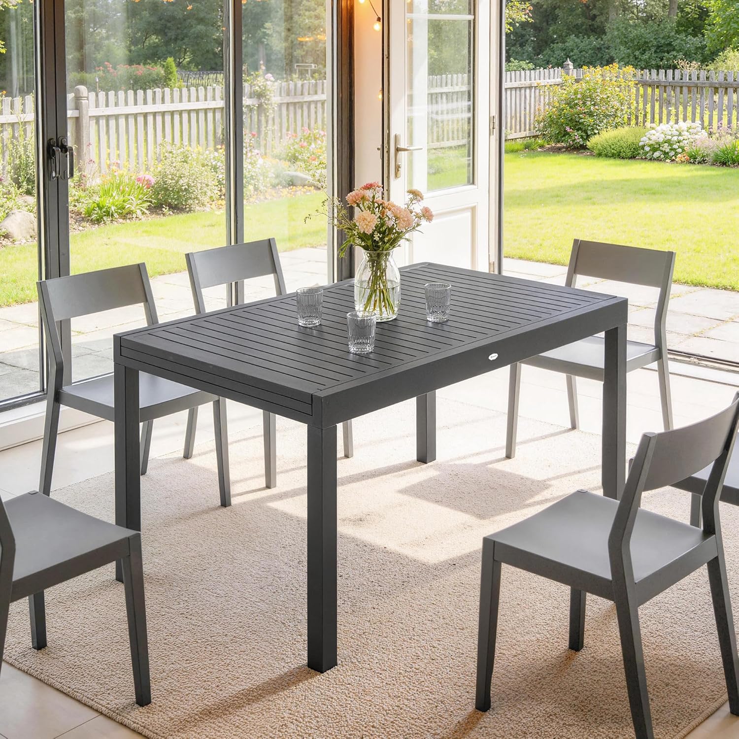 Outsunny - Table Jardin Extensible - 135-270cm - Aluminium, 6-10 pers.