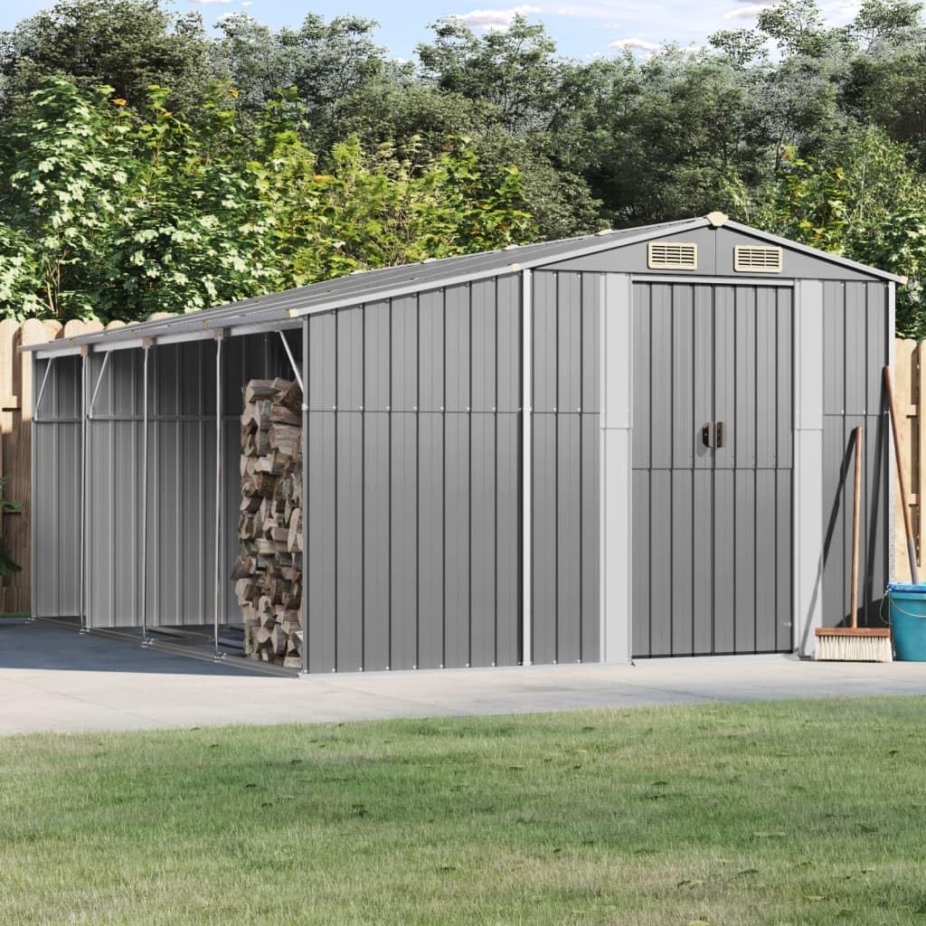 vidaXL Abri de Jardin Gris 277x365,5x179 cm Acier galvanisé