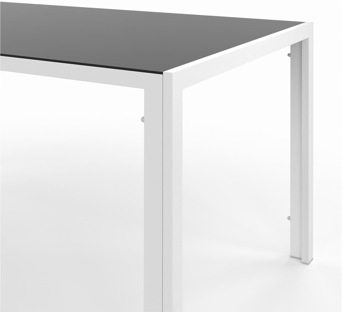 IDMarket - Salon Madrid - table 190 cm + 8 chaises empilables blanc/gris