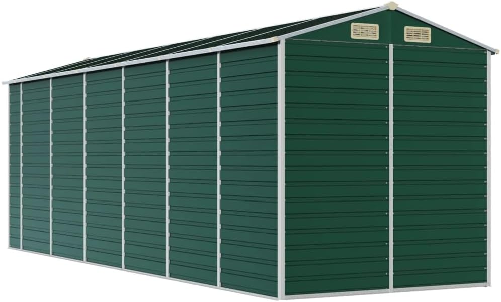 vidaXL - Abri de jardin galvanisé - 191x555x198 cm - acier, vert