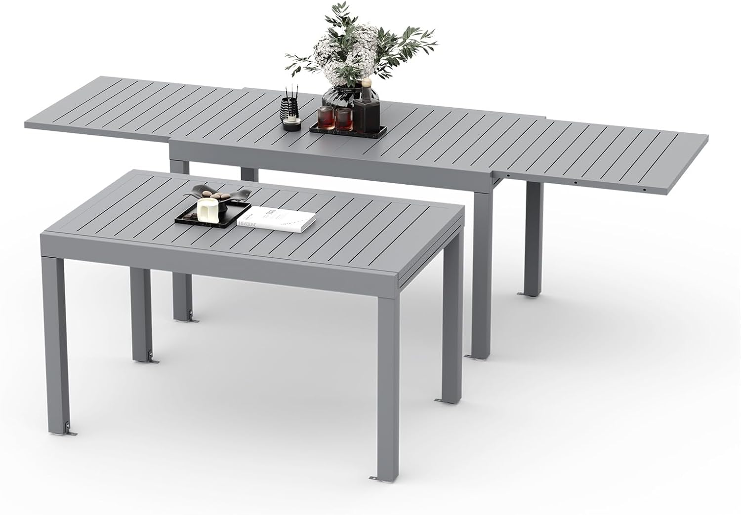 Devoko - Table de jardin extensible - 130/260x80x75 cm - aluminium, résistante intempéries