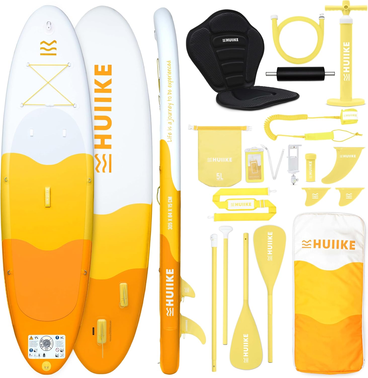 HUIIKE - Paddle gonflable adulte - 305x84x15 cm - stabilité, accessoires inclus