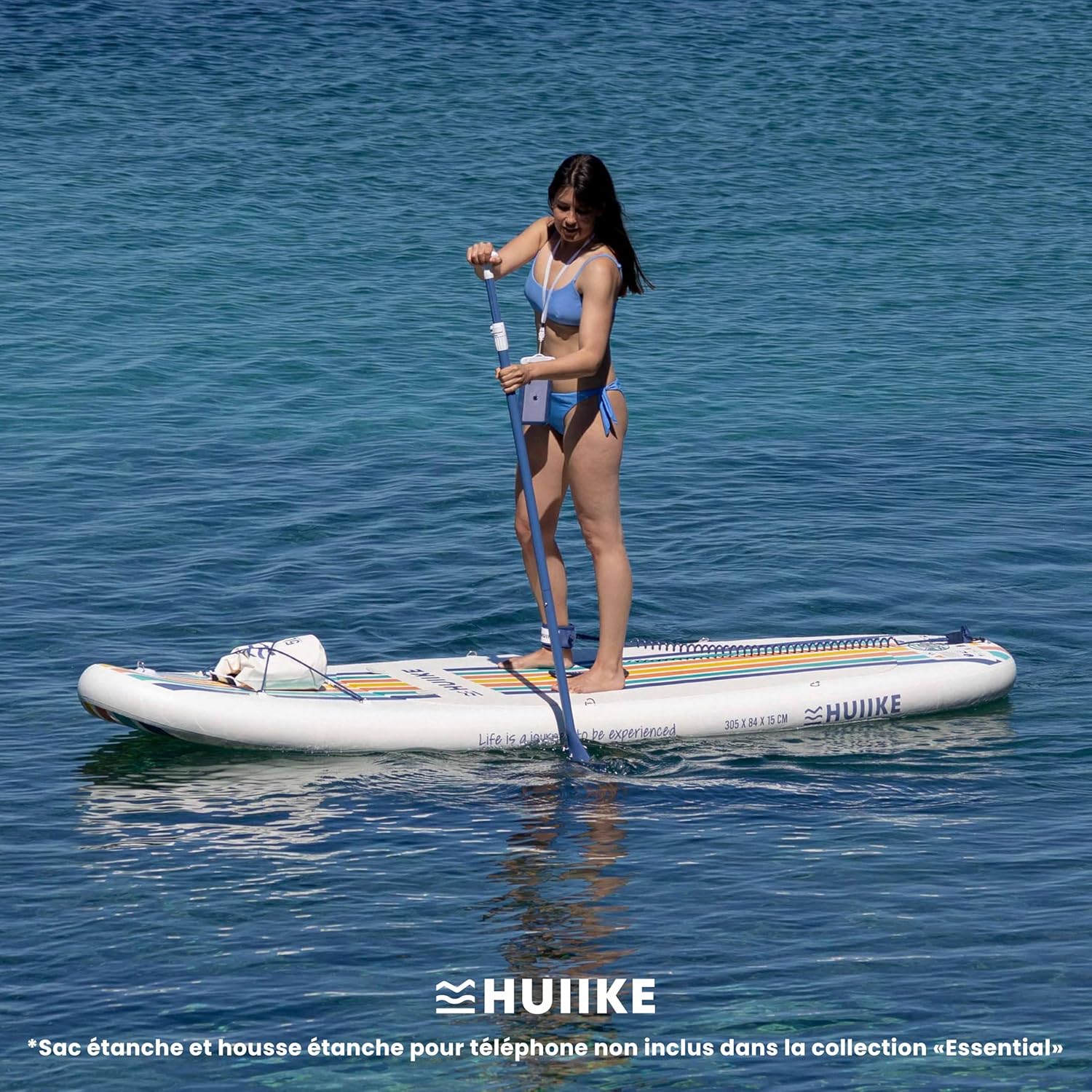 HUIIKE Paddle Gonflable Adulte avec Accessoires Inclus, Pagaie, Ailerons, Pompe. Planche de Stand Up Paddle Grande Stabilité et Résistance. 305 x 84 x 15 cm, Jusqu'à 130 kg