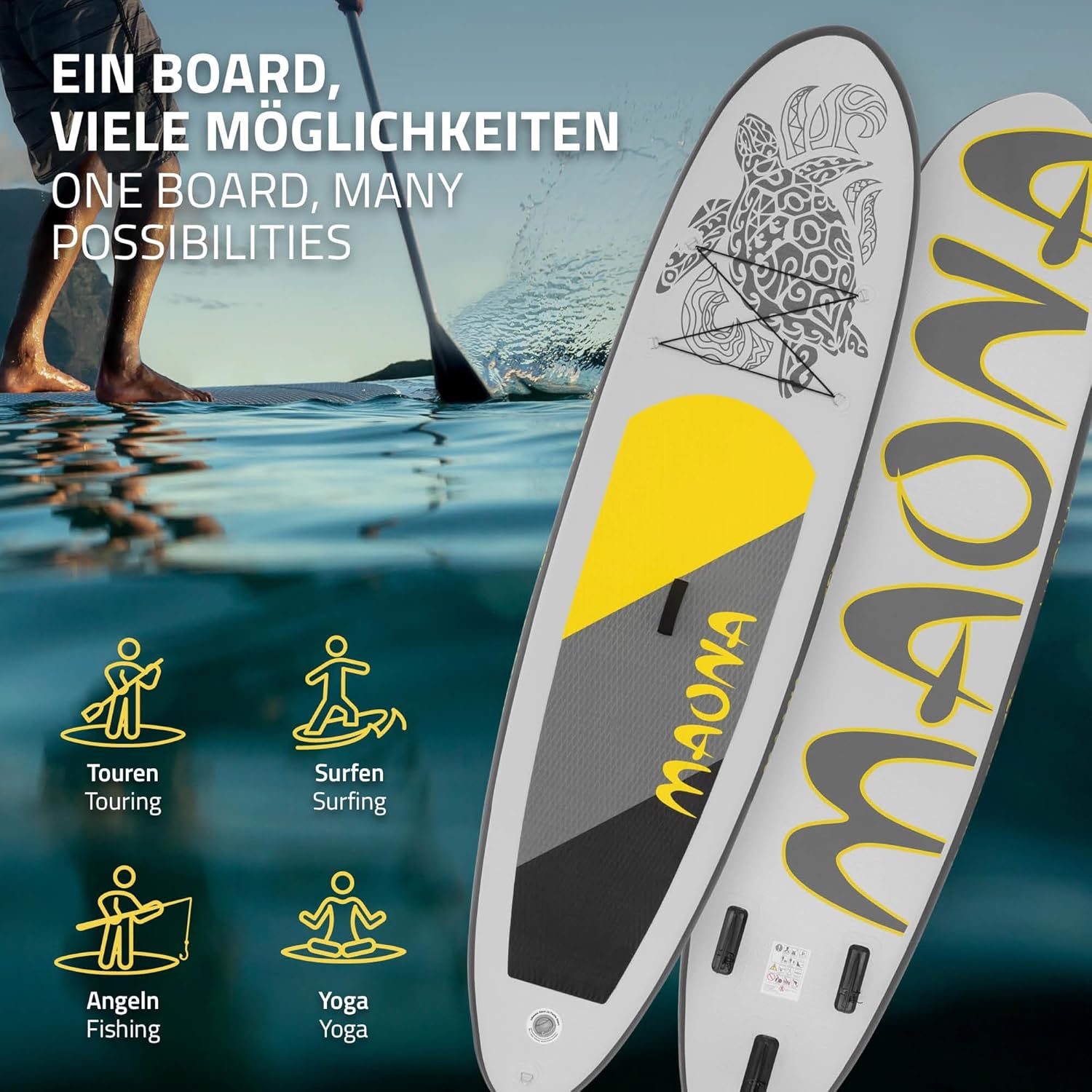 ECD Germany - SUP gonflable série Stand Up - 305/308/320/380 cm - PVC, 120/150 kg, 10/15 cm d'épaisseur