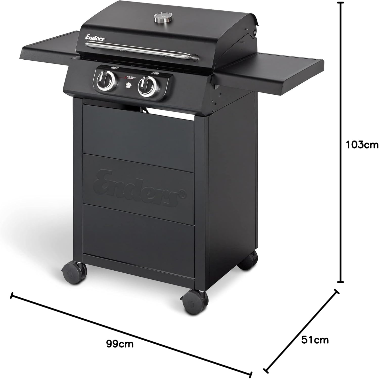 Enders - barbecue électrique eCRAVE 2 - fonte, 2 éléments, rangement