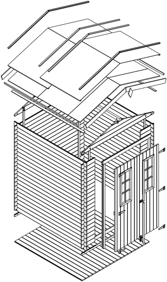 Timbela - Abri de jardin bois traité, 186x196x218 cm, 2,82 m², sol inclus, M320C+M320G