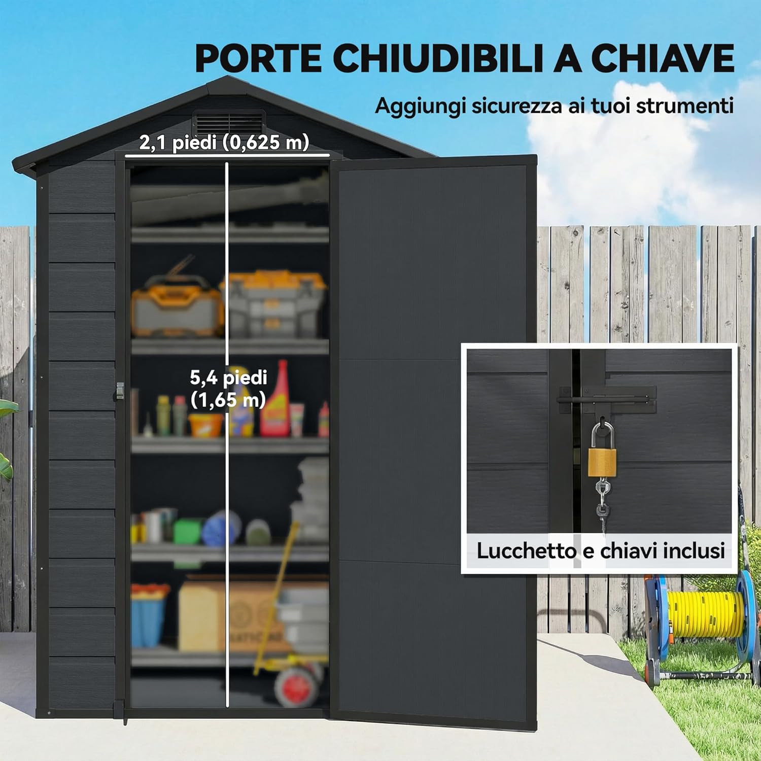 Outsunny - abri de jardin 1,09 m² - PP, aluminium, plancher, porte sécurisée