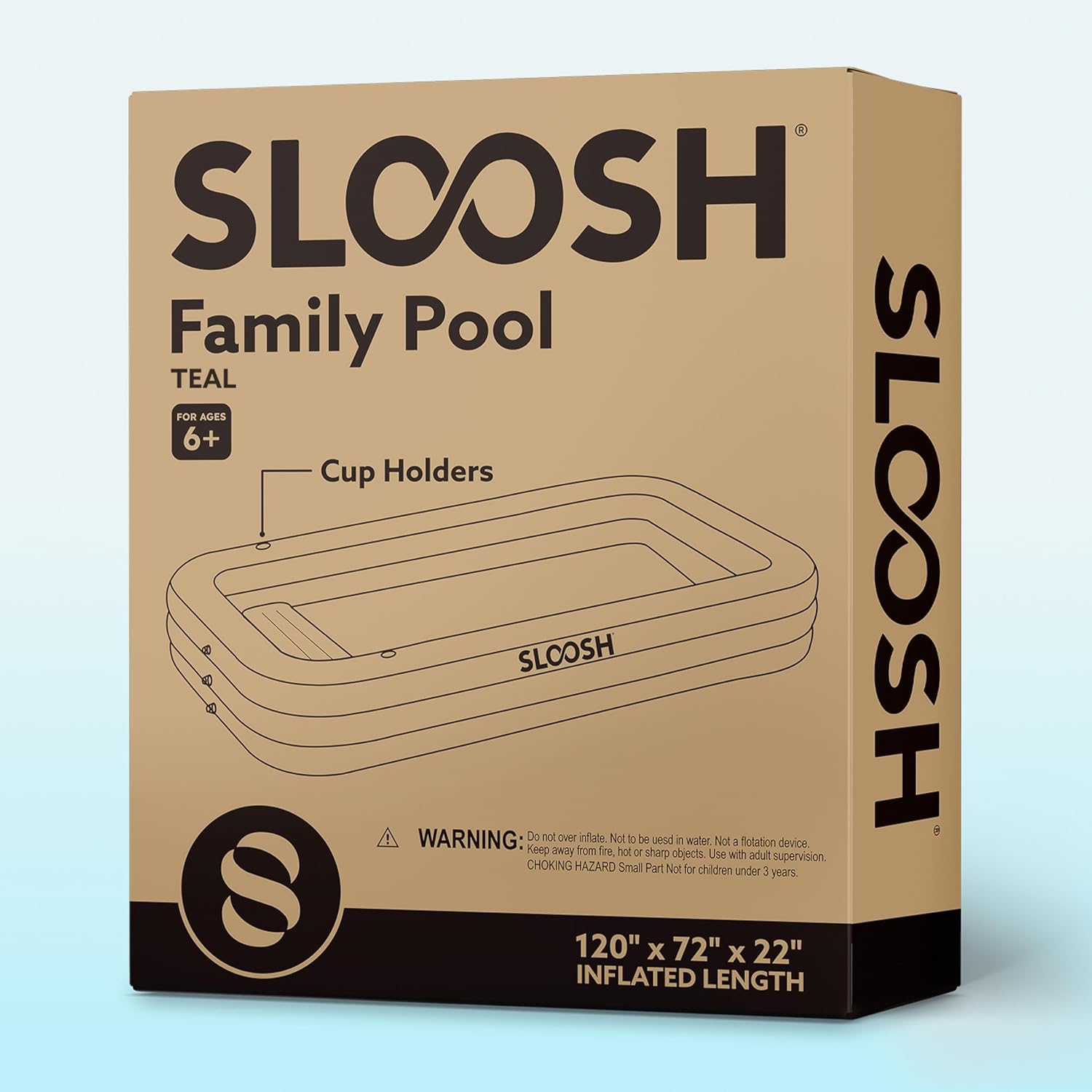 SLOOSH - piscine gonflable familiale avec sièges - 304x183x56 cm - épaisse et durable