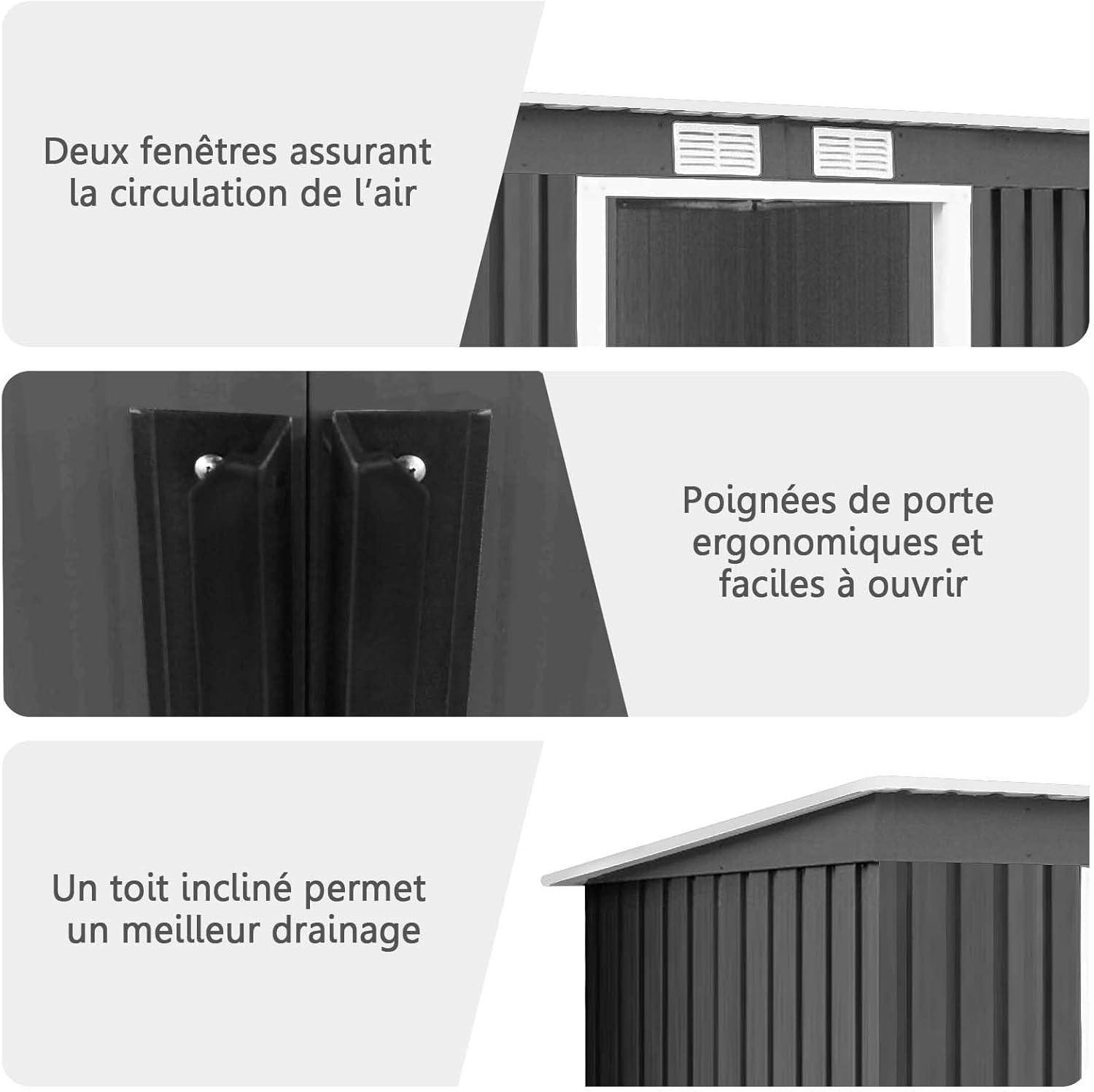 GOPLUS 2,37M² Abri de Jardin en Acier Galvanisé Résistant 4,1m³, 213x130x173CM, Cabane de Jardin Exterieur avec 2 Portes Coulissant, 2 Aérations, Toit Incliné, Rangement Outils pour Pelouse, Patio