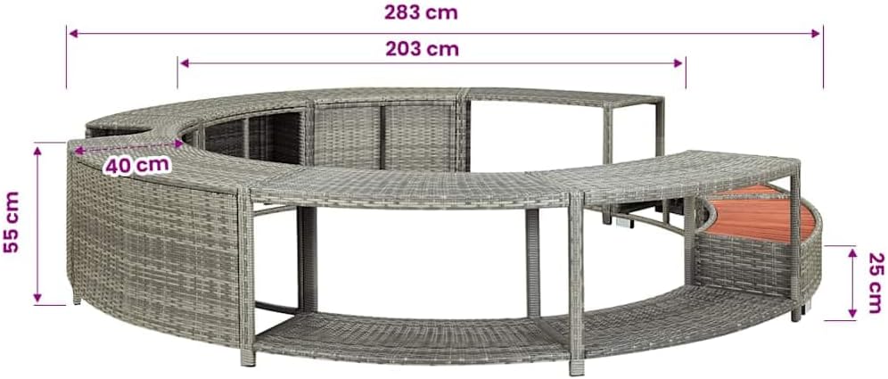 vidaXL - Cadre de Bain à Remous - Résine tressée - Résistant aux intempéries, marche d'entrée, enceinte de spa