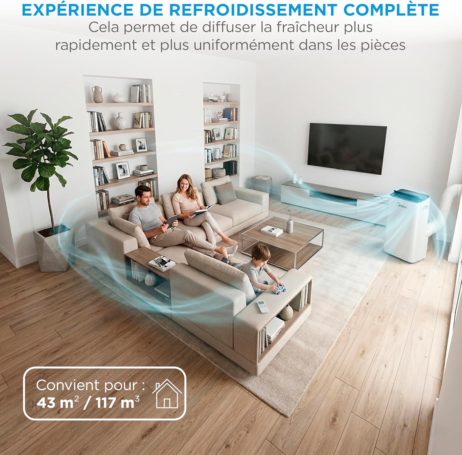 Midea - Climatiseur mobile 4 en 1 silencieux, 12000 BTU, contrôle app, compact - MPP1-12CRN1