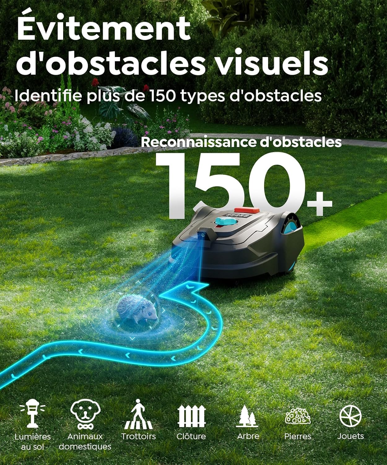 YARDCARE - M800Plus - 800 m² - Robot tondeuse GPS IA, coupe U, détection obstacles