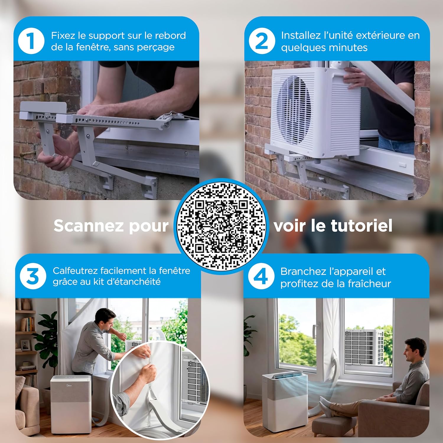 Midea - PortaSplit 12000BTU - 3,5kW, 4-en-1, silencieux, portable MIDEA