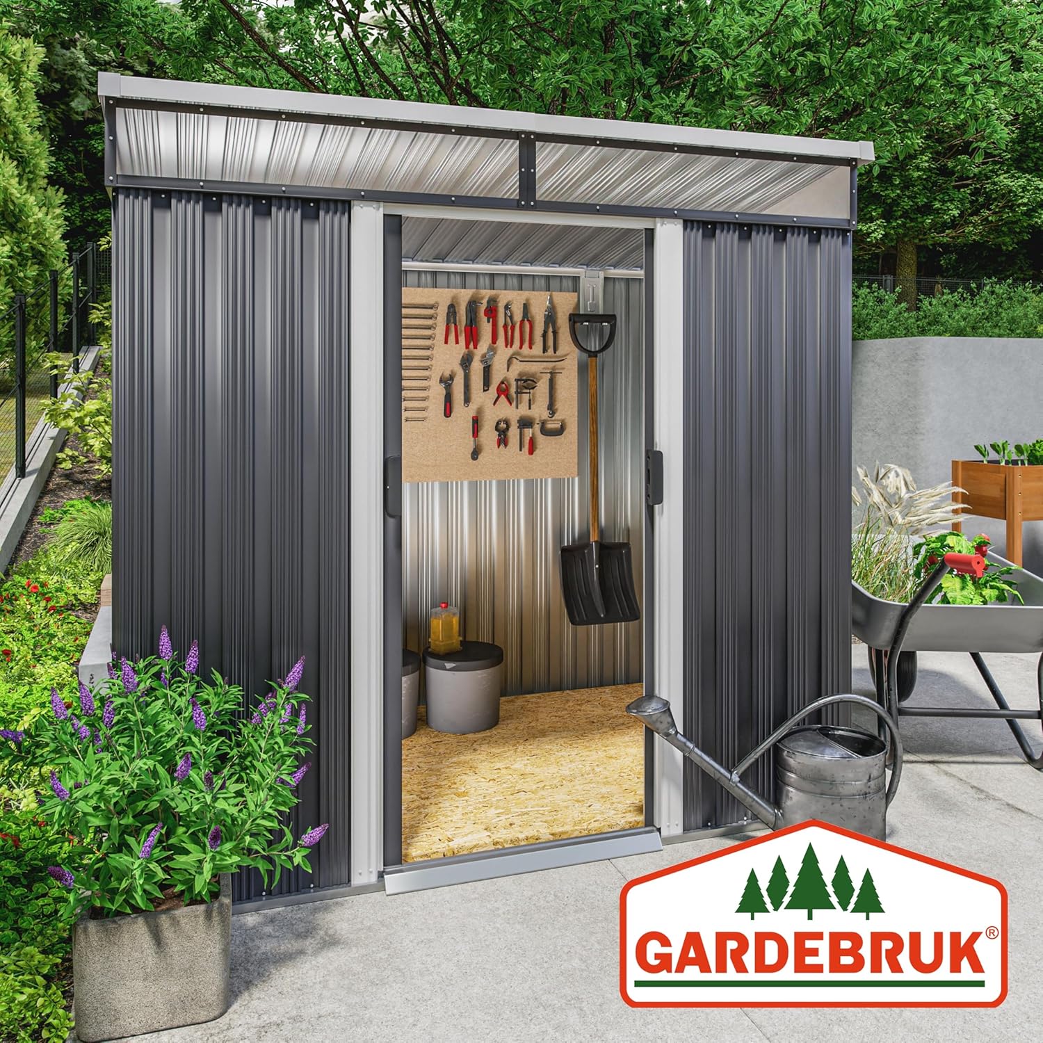 GARDEBRUK - Abri de jardin 3,4m³ 196x122x180cm 2 fenêtres fondation