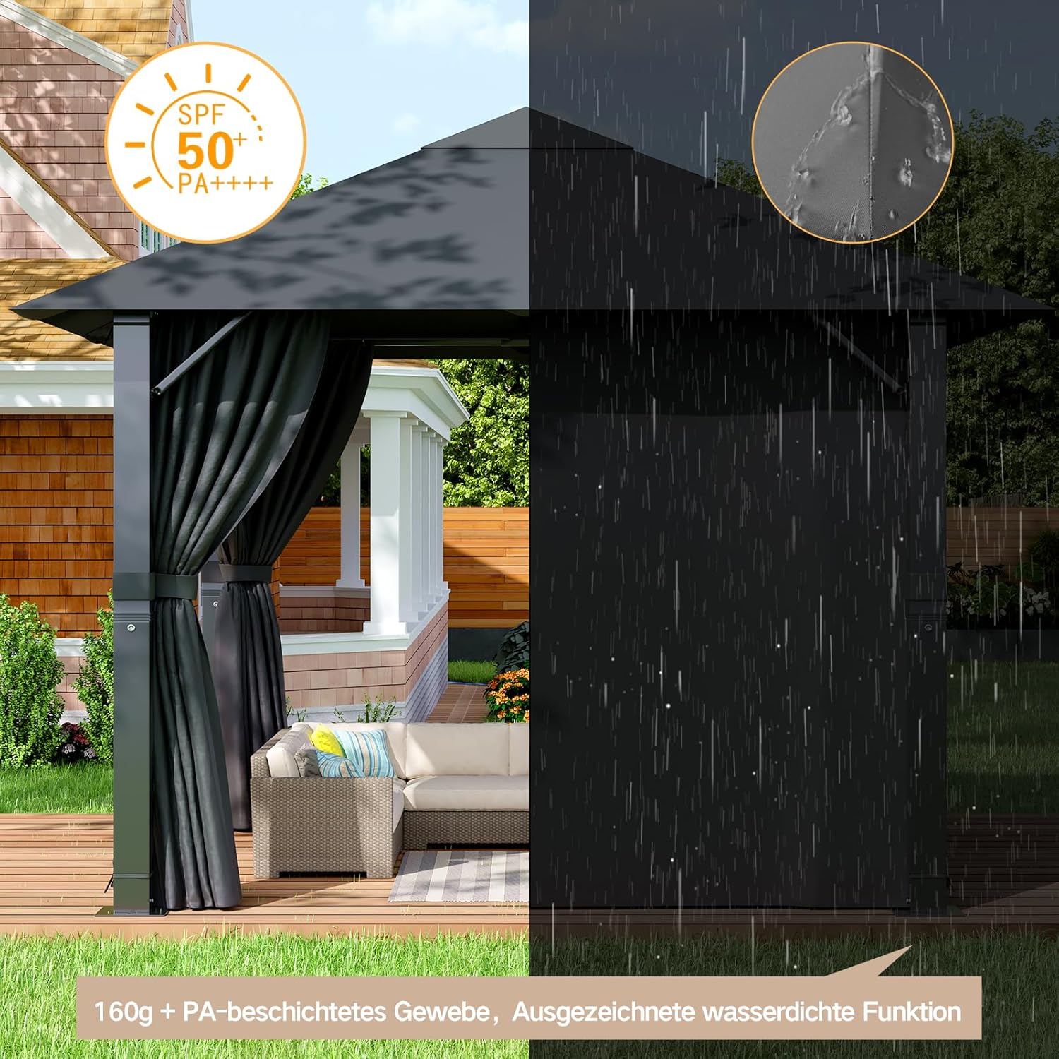 Devoko - tonnelle de jardin aluminium 3x3m - UV50+, gris