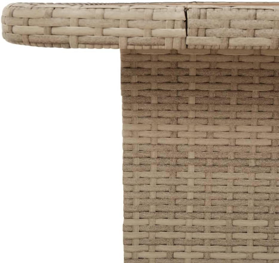 vidaXL Table de Jardin, Table Basse, Table à Manger, Meuble de Terrasse Cour Balcon Patio Extérieur, Beige Résine Tressée et Bois Acacia