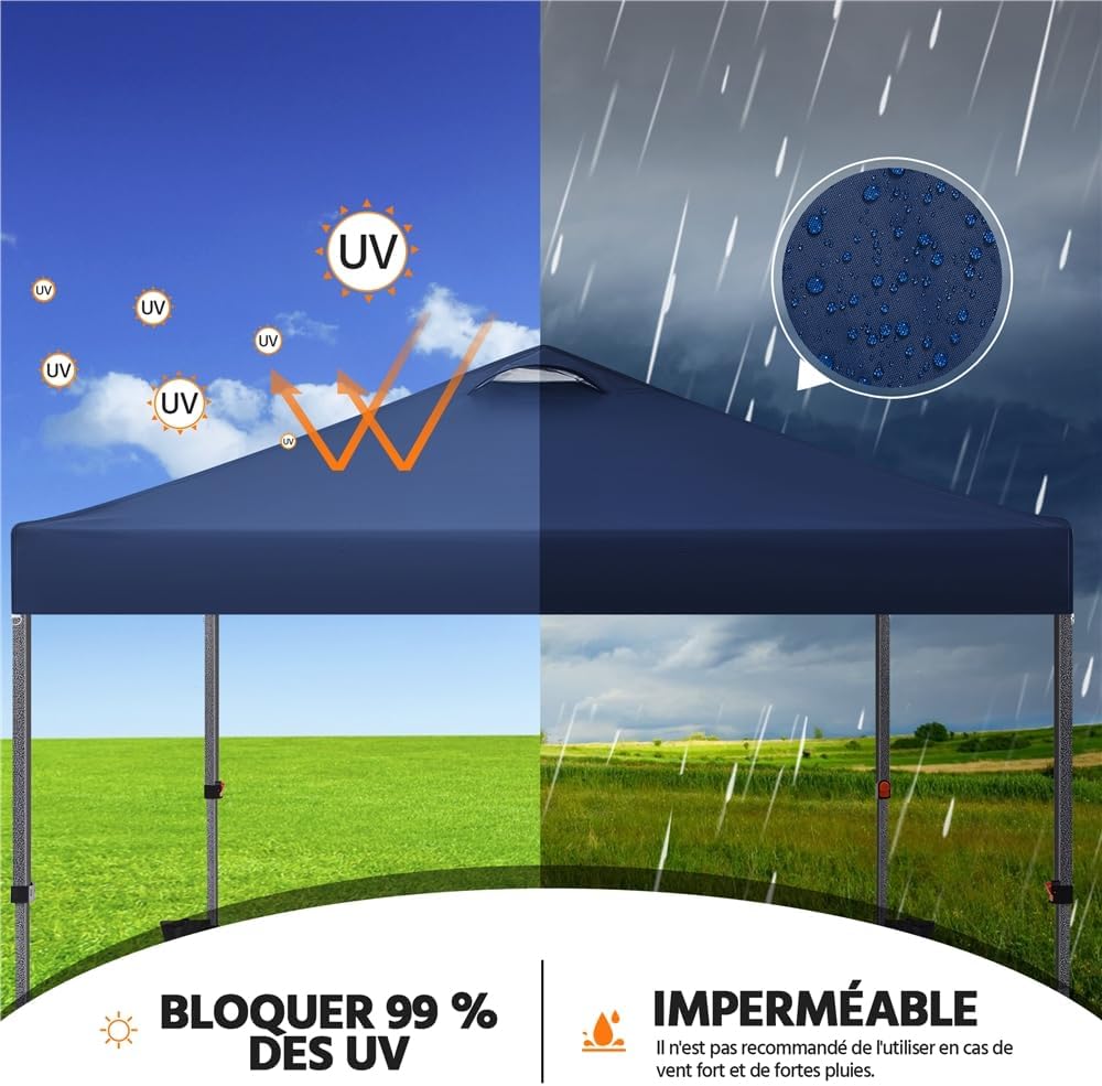 Yaheetech - tonnelle pliante série - 3x3m - imperméable, accessoires