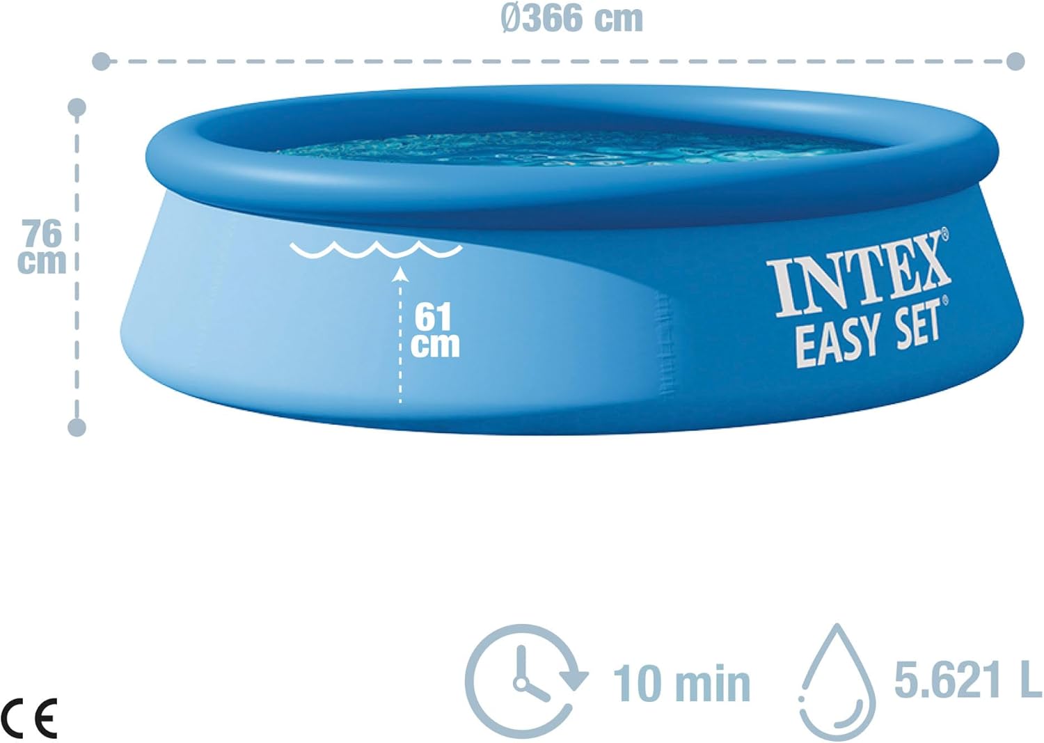 Intex - Piscine gonflable Easy Set - 366x76 cm - 5621L - 28130NP
