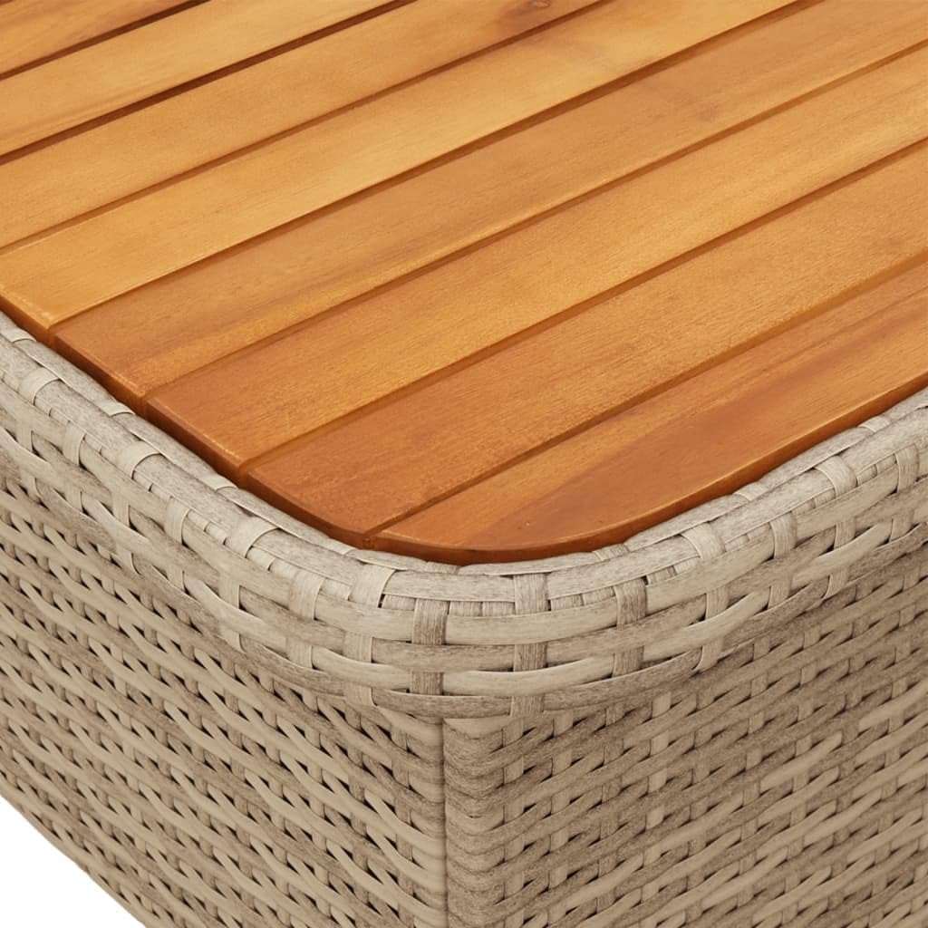 vidaXL Table de Jardin, Table Basse, Table à Manger, Meuble de Terrasse Cour Balcon Patio Extérieur, Beige Résine Tressée et Bois Acacia