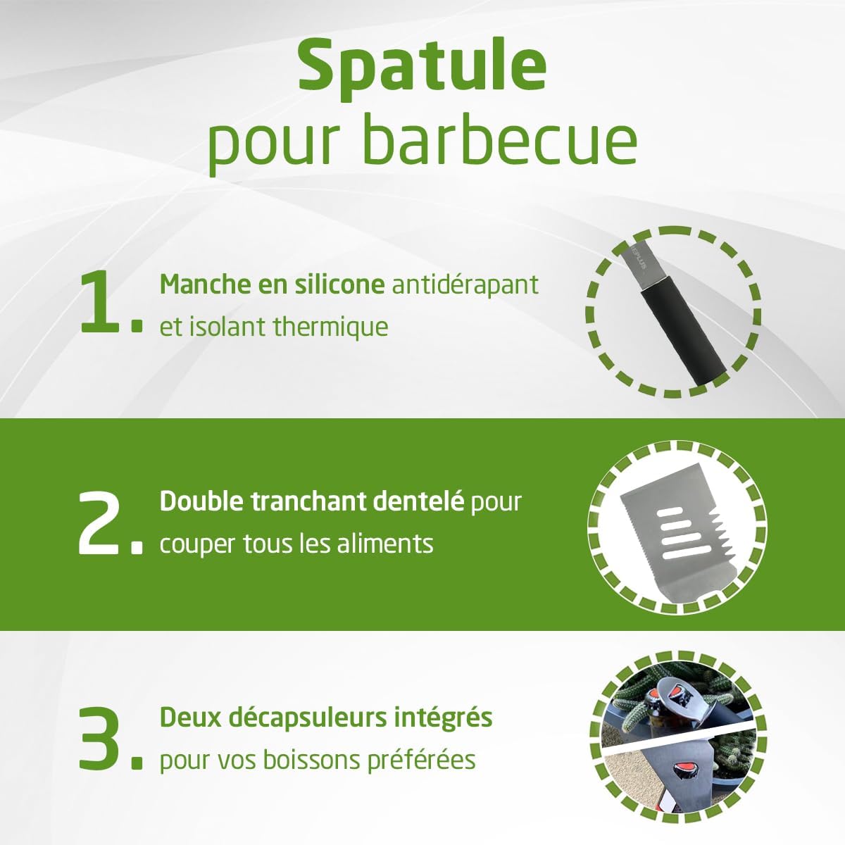 Amig - Fireplus spatule barbecue 44,5 cm acier inox, manche silicone