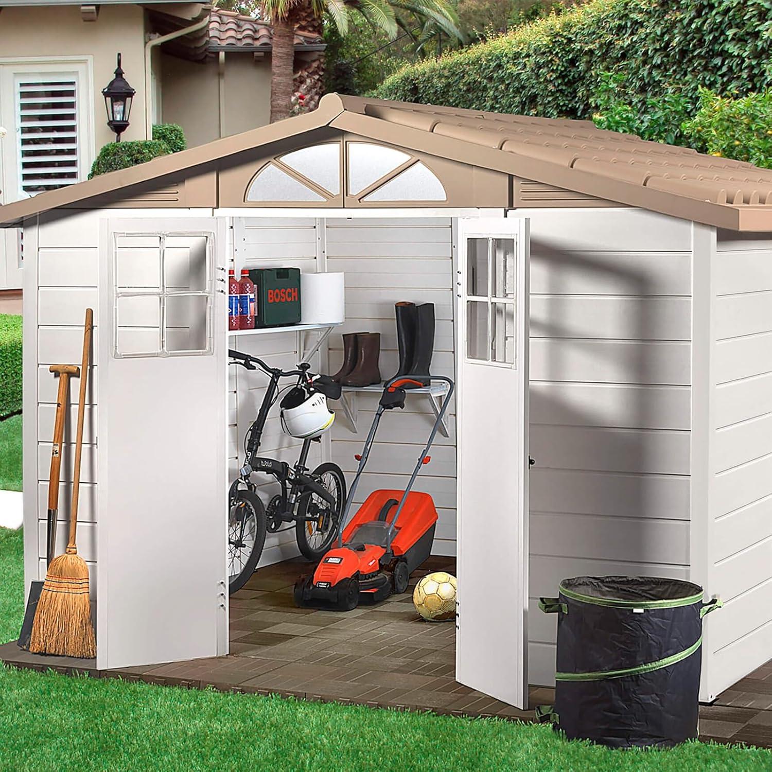 Gardiun - Tuscany Evo 280 - 261x309x225 cm - Résine, 8 m², Blanc/Beige