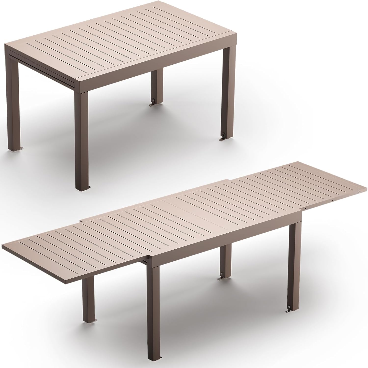 JUMMICO - table extensible - 260x80cm - aluminium, 6-10 pers., résistante intempéries