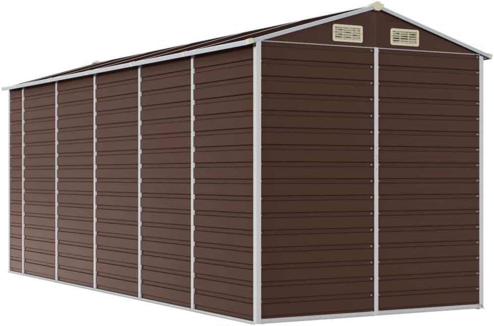 vidaXL Abri de Jardin Marron 191x470x198 cm Acier galvanisé