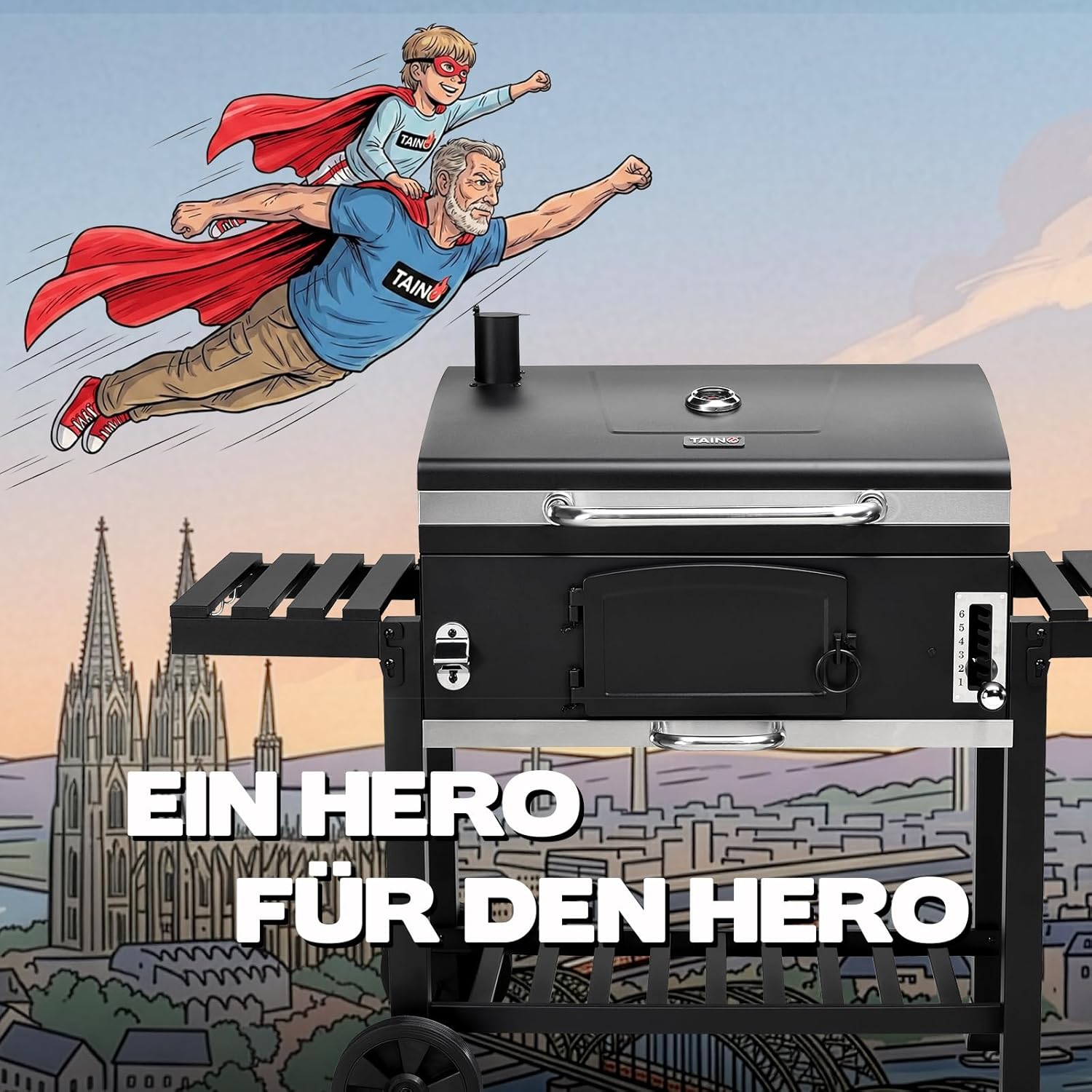 TAINO - Hero XXL - grande surface - fumeur, charbon, roulettes