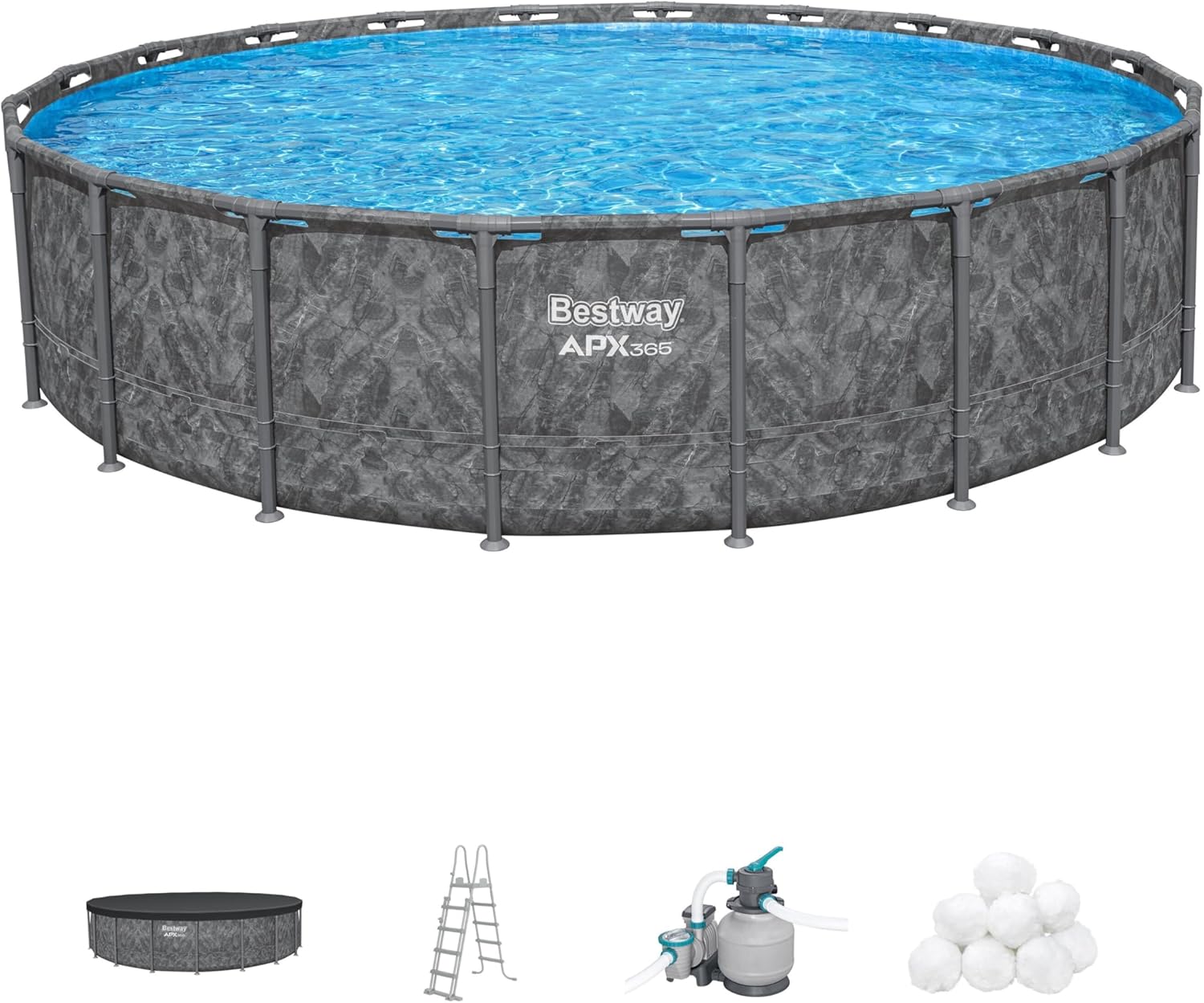 Bestway - Kit Piscine Hors Sol APX - ronde - 610x610x132 cm - gris foncé