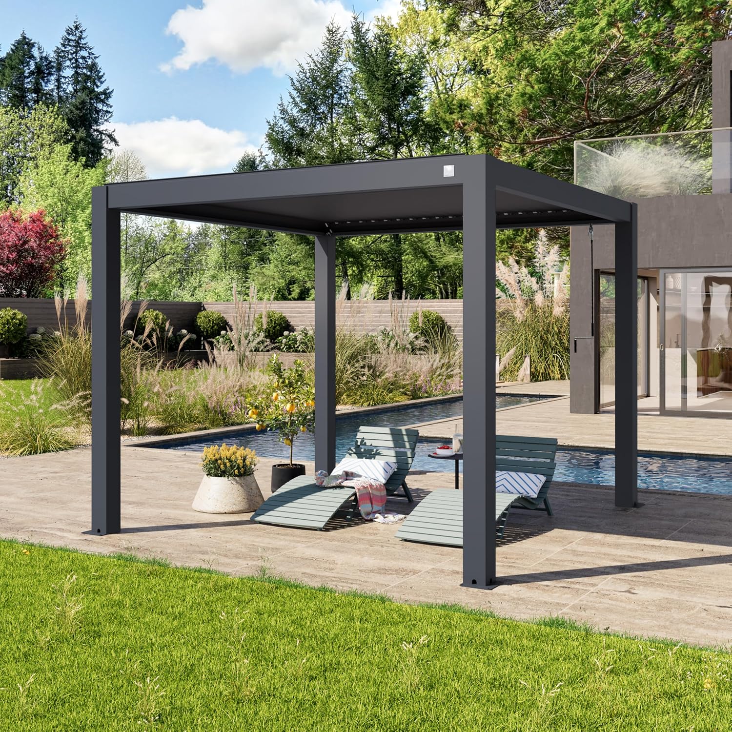 Primeyard - Pergola série aluminium 3x3 m - lames orientables