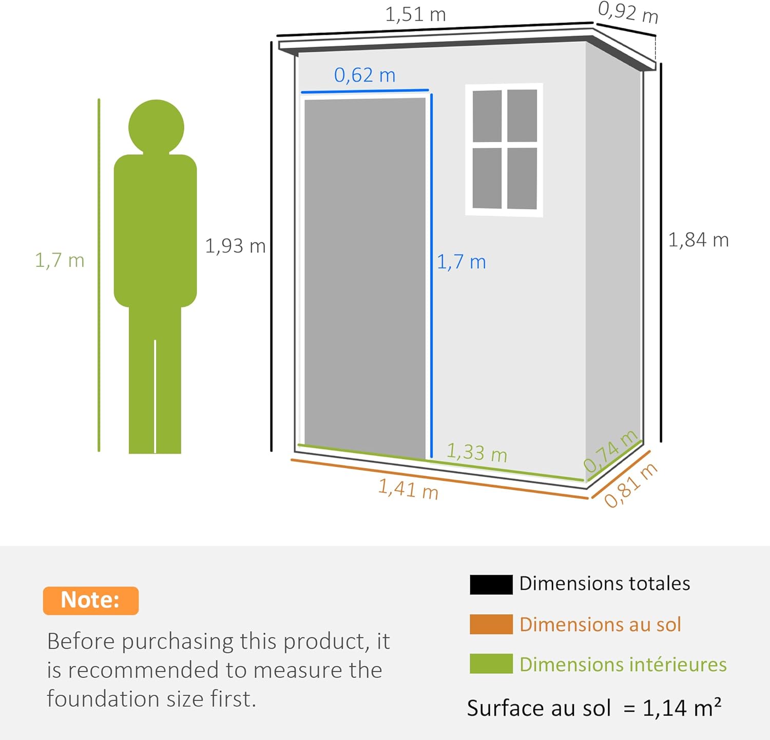 Outsunny - Abri de Jardin 1,14 m² - Porte verrouillable, aération et fenêtre - 151Lx92lx193H cm - Plastique, Gris - YJD1