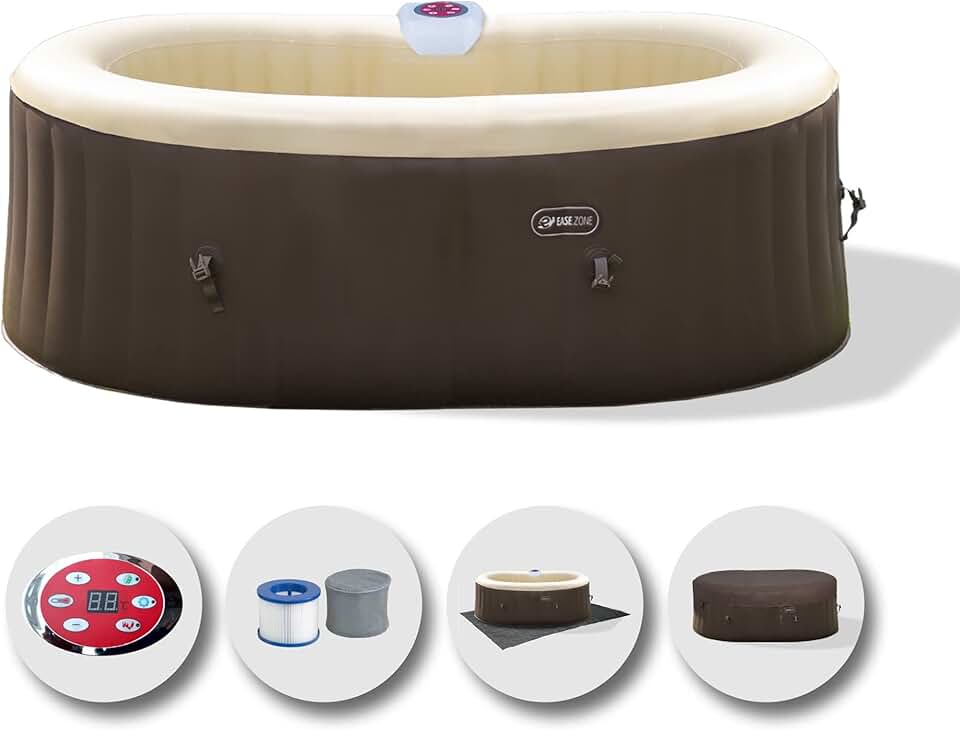 Ease.Zone - Bain à remous Ovale - 190x120x65 cm - Pompe 30 W, 550 L