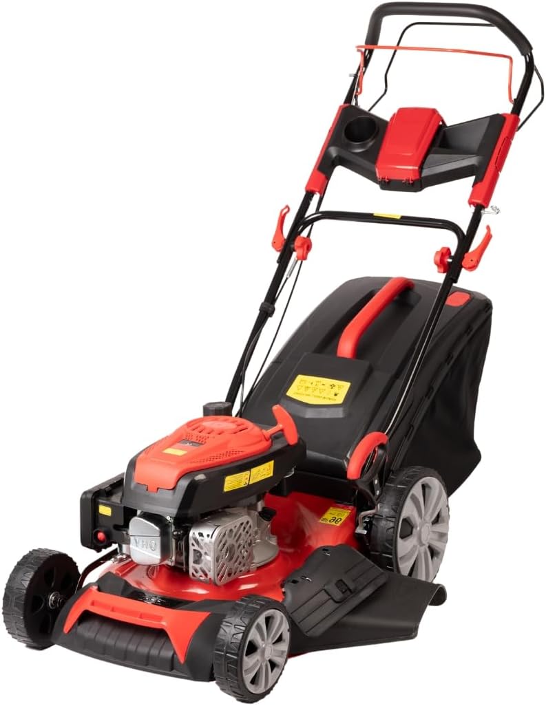 A.M.C. Tondeuse à gazon à explosion automotrice 4in1-4 CV, Tondeuse à gazon thermique autoportée - Moteur 170cc 4 temps avec autotraction - Largeur de coupe 51 cm - Mulching - Panier de collecte 60L