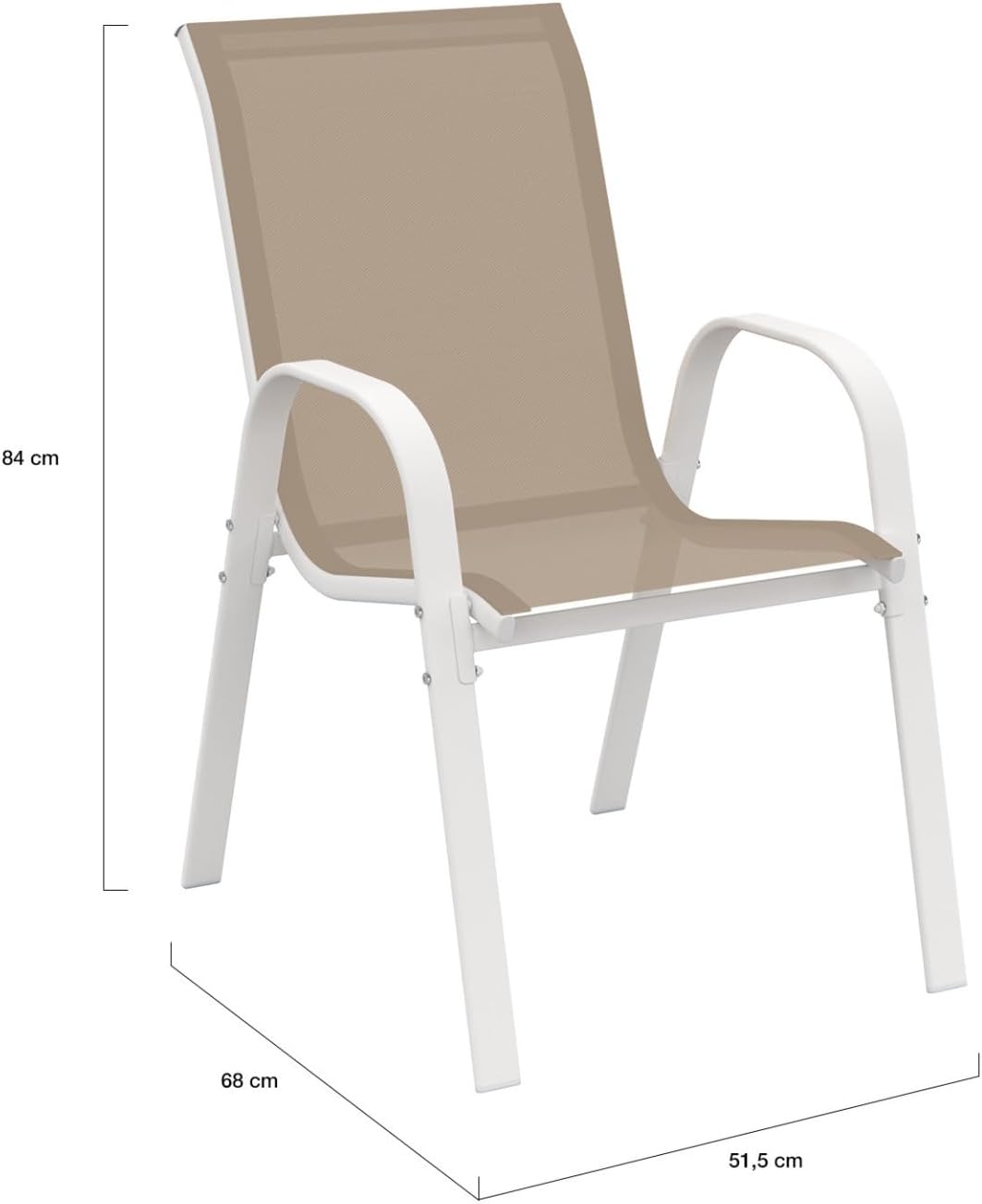 IDMarket - Madrid salon jardin, table 190 cm, 8 chaises empilables, blanc/beige