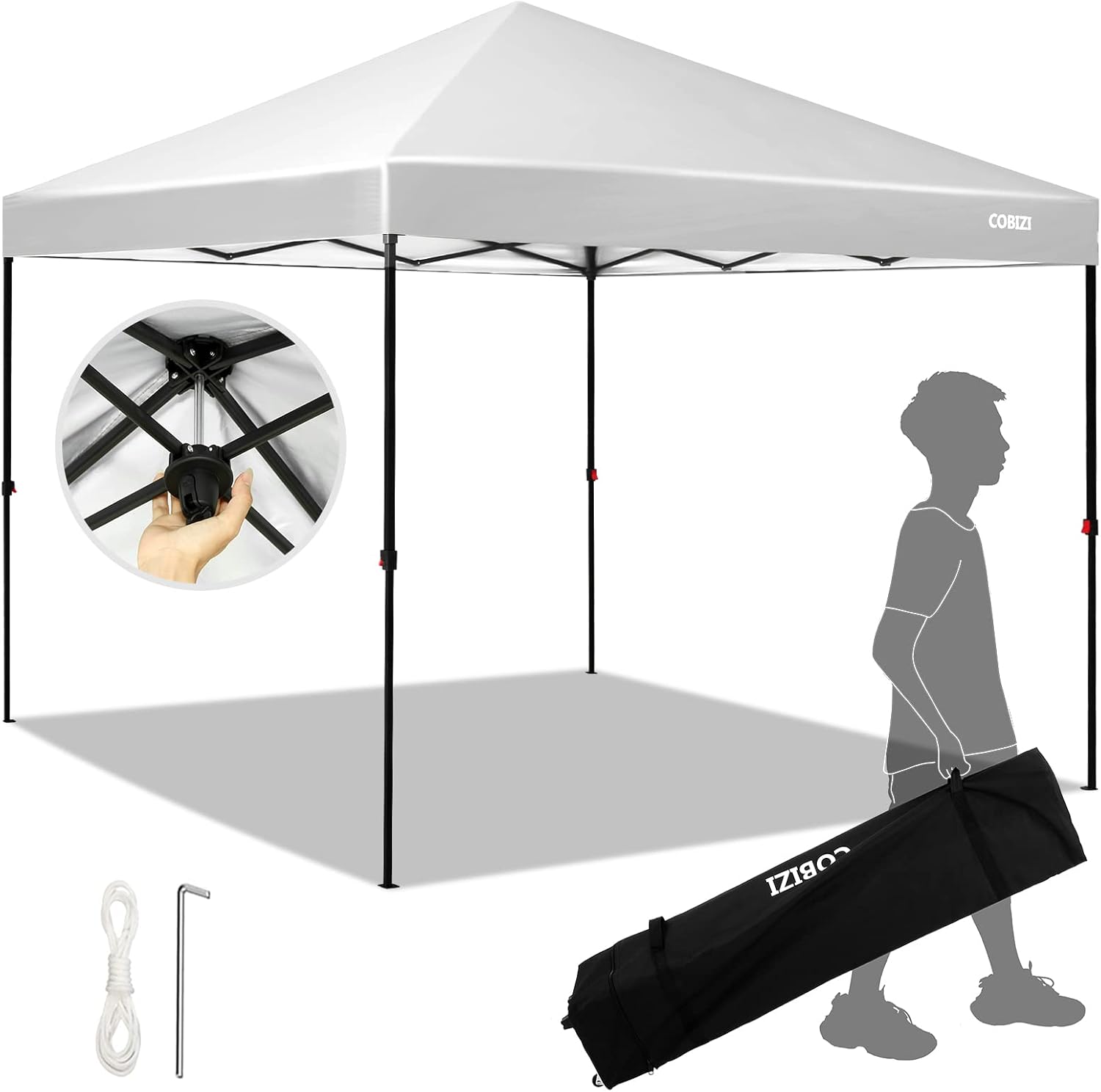 COBIZI - tonnelle escamotable série jardin - 3x3m - imperméable, côtés, 4 sacs de sable, extérieure - COBIZI