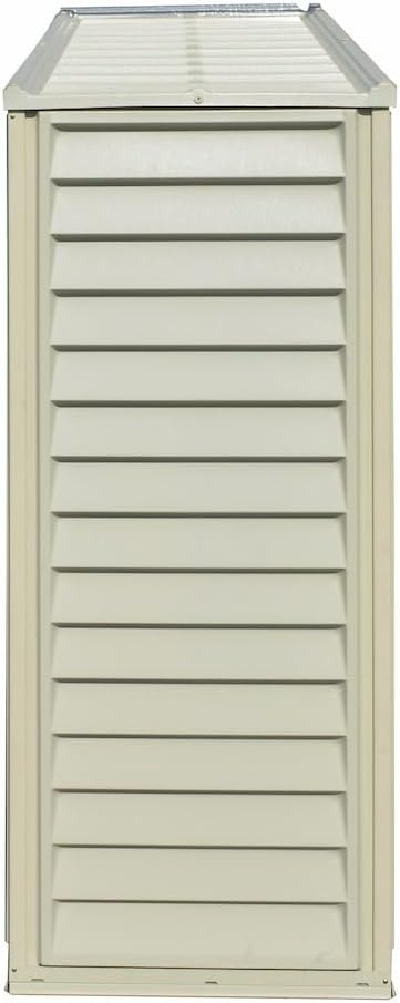 Duramax SidePro 10 x 3 (2.6 m²) Abri de jardin en plastique avec kit de fondation en métal, structure de toit en métal robuste, abri en vinyle sans entretien - Ivoire