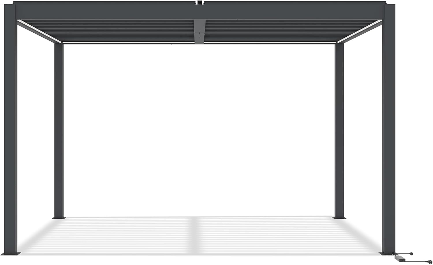 Cazeboo - Pergola bioclimatique motorisée série Agosta - 4x3m - LED, aluminium gris, H 250cm