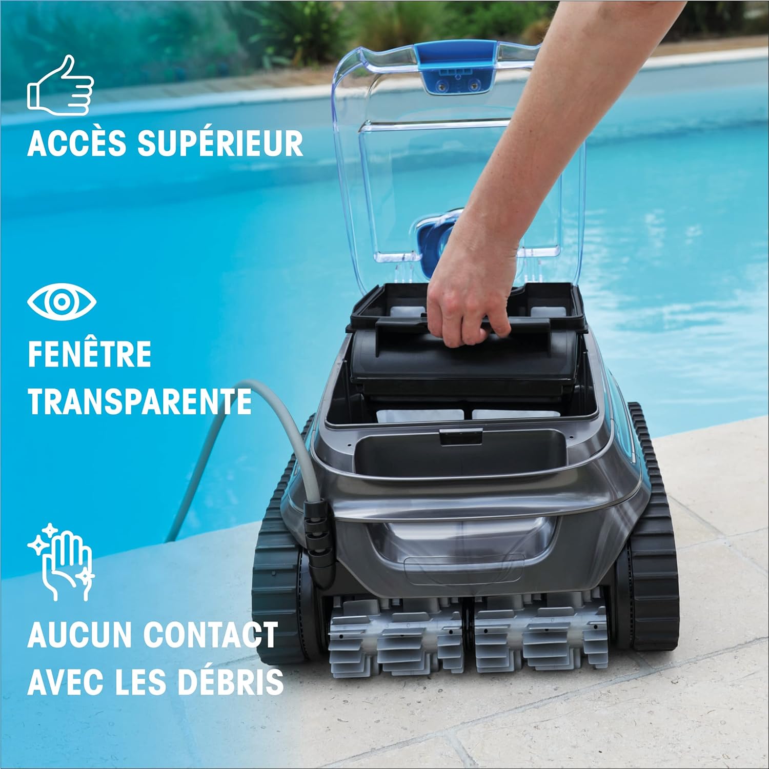 Zodiac - CNX 20 - piscine 10x5m - fond, parois, ligne, câble 15m, filtration fine - CNX20
