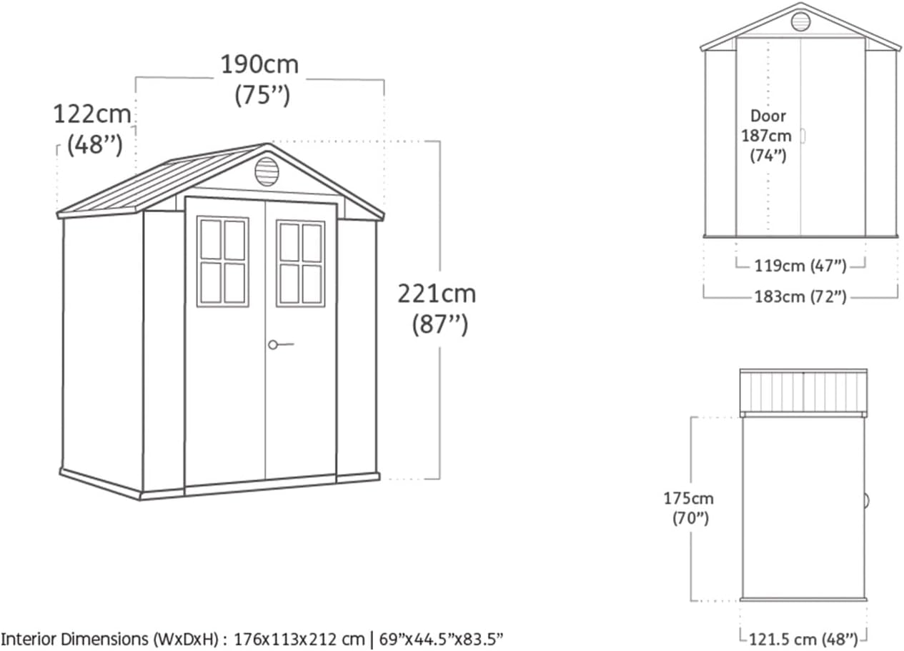 Keter Darwin 6 x 4 Maison de Jardin Effet Bois, Marron, 190 x 122 x 221 H cm