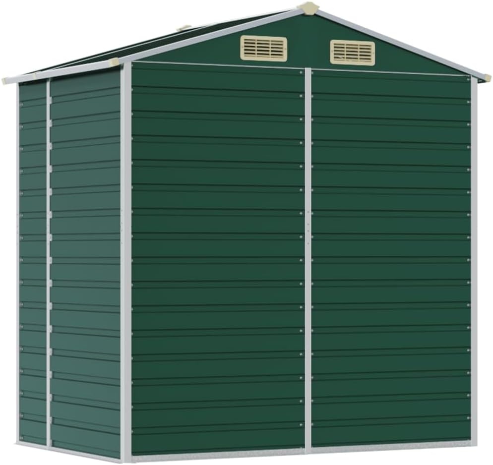 vidaXL - Abri de jardin - 191x130x198 cm - acier vert, toit incliné