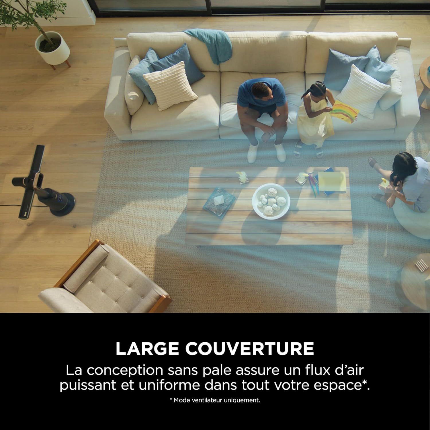 Shark TurboBlade Cool + Heat 2-en-1 Chauffage et ventilateur colonne sans pale, Telecomande, Multidirectionnel jusqu’à 20 mètres, 10 vitesses, Puissance 220W, Minuteur, Facile à nettoyer TH200EU