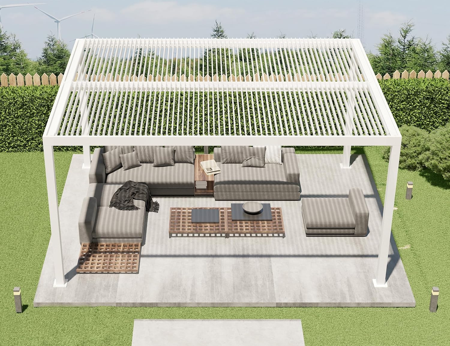 PURPLE LEAF - Pergola Bioclimatique, 4,8x3,68m, aluminium, lames orientables