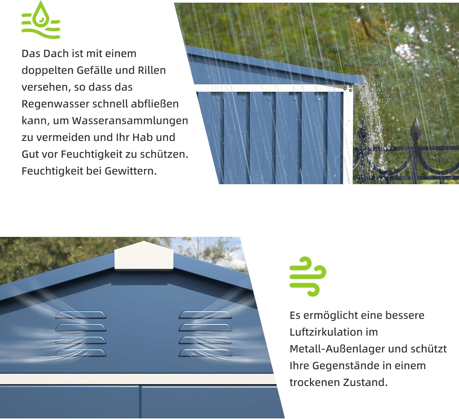 SUPEER Abri de Jardin Métallique 2m² avec Toit Incliné Résistant - Stockage Extérieur pour Outils, Vélo ou Mobilier - 125.5x88.5x185 cm (LxlxH) - Bleu