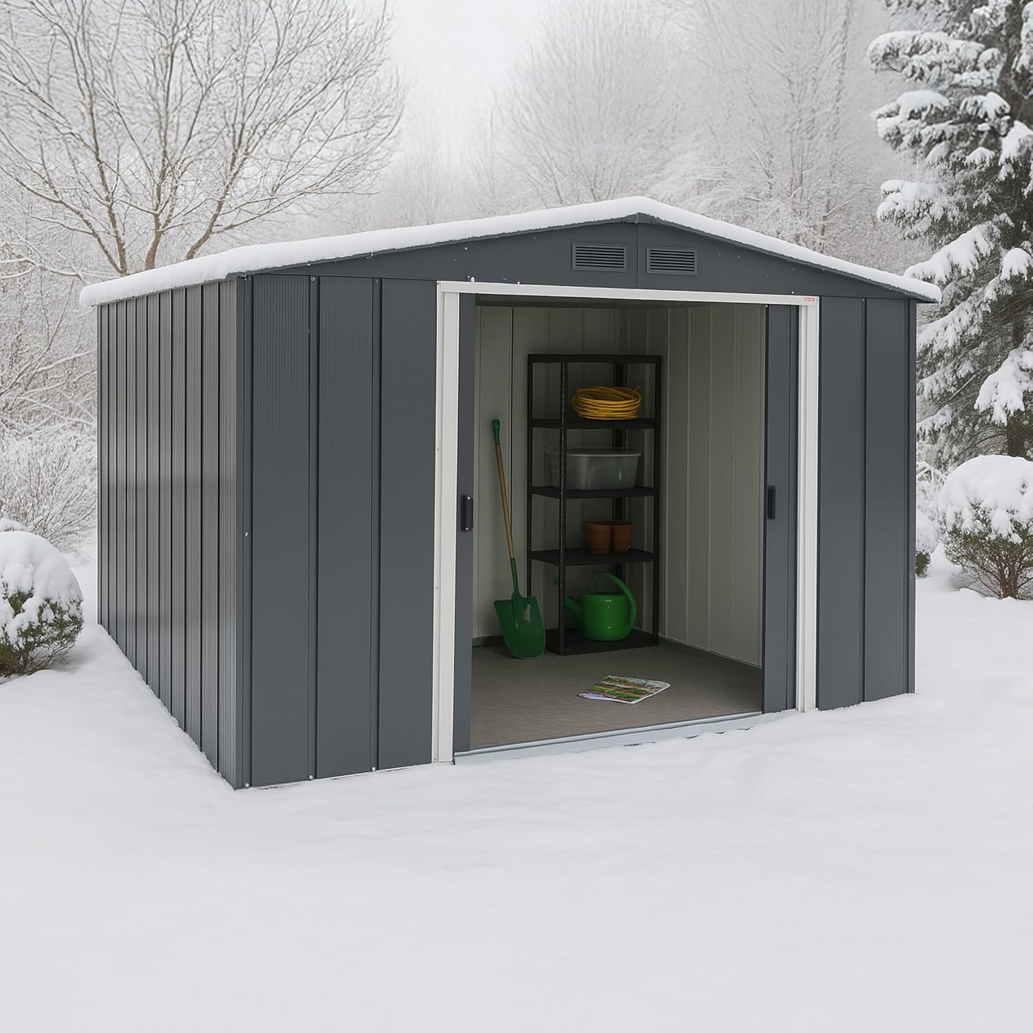 Duramax - ECO série - 10 x 8 (7,80 m²) - abri de jardin métal robuste, toit renforcé, anthracite